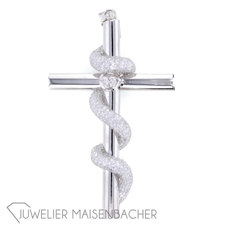 Anhänger Weißgold-Kreuz, umschlungen