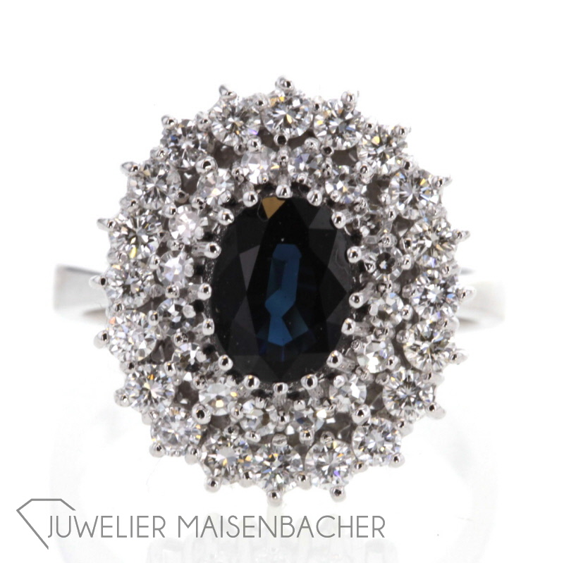 Saphirring Diamanten Weißgold