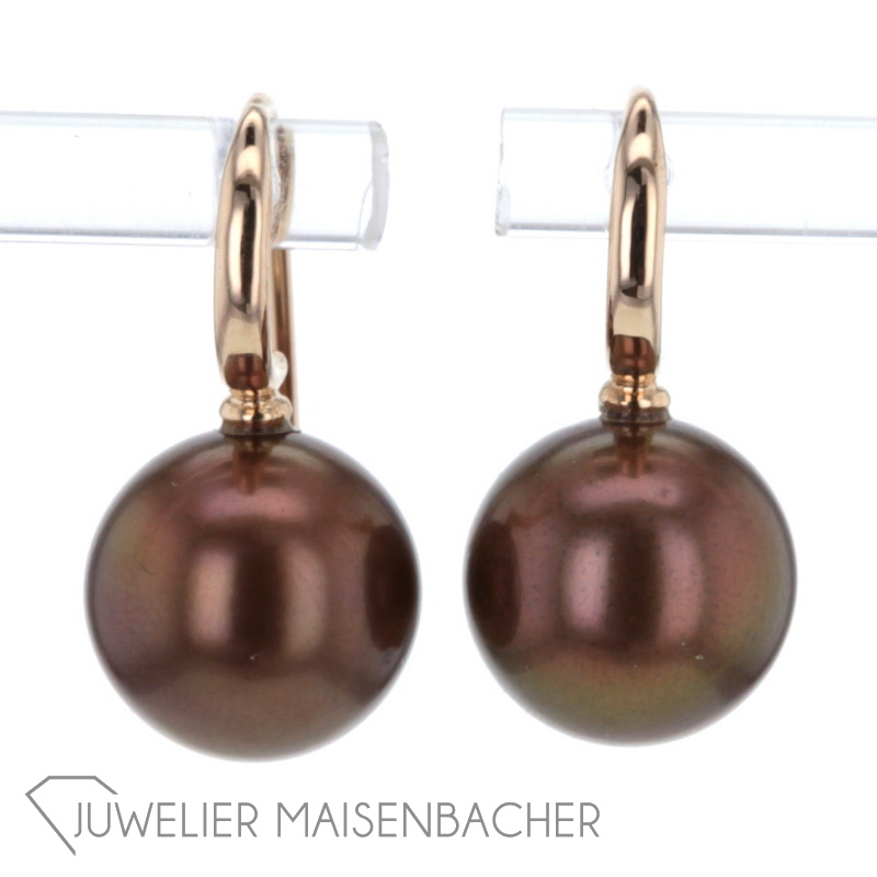 braune Perl-Ohrhaken Rosé