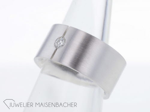 Klassischer Solitär-Ring Weißgold, Ringgröße 52,5