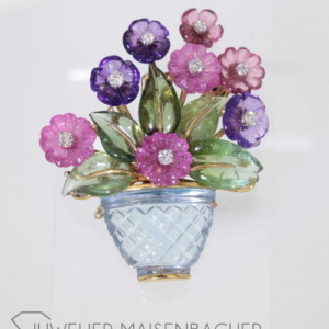 Brosche *Edelstein-Blumenbouquet* Gelbgold