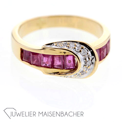 Damen Ring Schnalle Rubin Diamanten