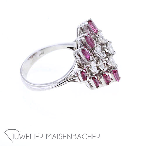 Cocktail Damen Ring Rubin und Diamant