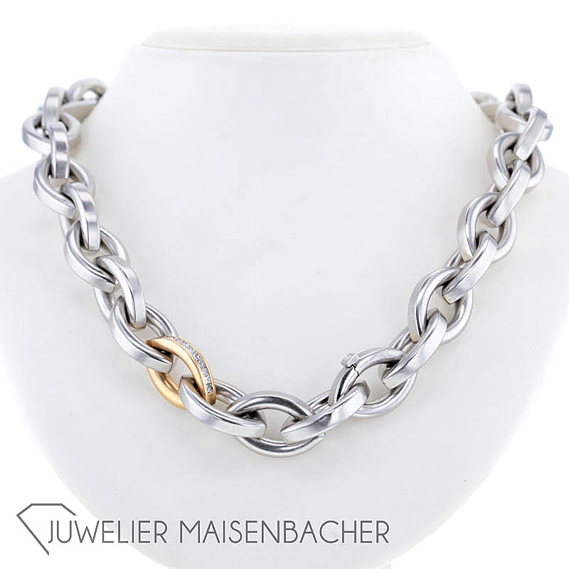 Opulente Platin-Kette *Navette*, Tragelänge 50cm