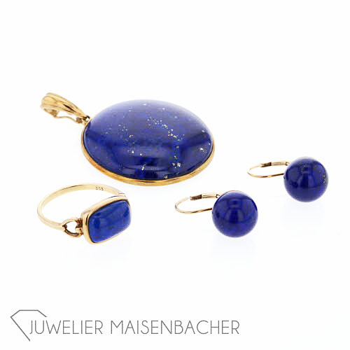 Lapislazuli-Set Gelbgold