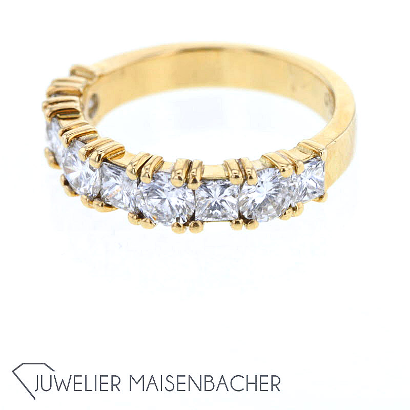 Memory-Ring *Brillant & Princess*, ½ ausgefasst, Ringgröße 53