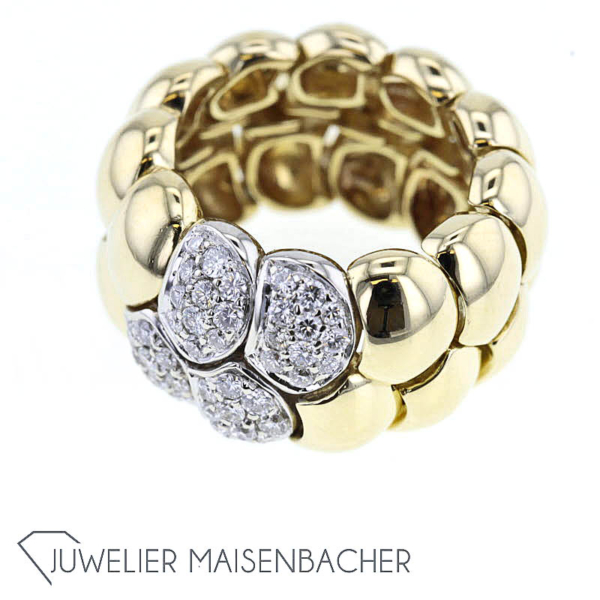 Flexibler breiter Ring "Wabe" mit Brillanten Gold