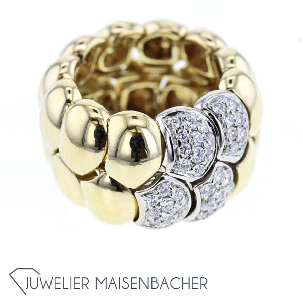 Flexibler breiter Ring "Wabe" mit Brillanten Gold – Bild 3