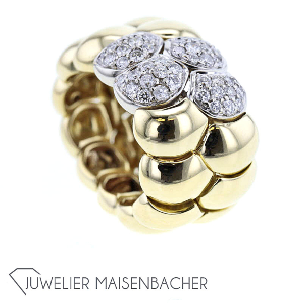 Flexibler breiter Ring "Wabe" mit Brillanten Gold – Bild 4