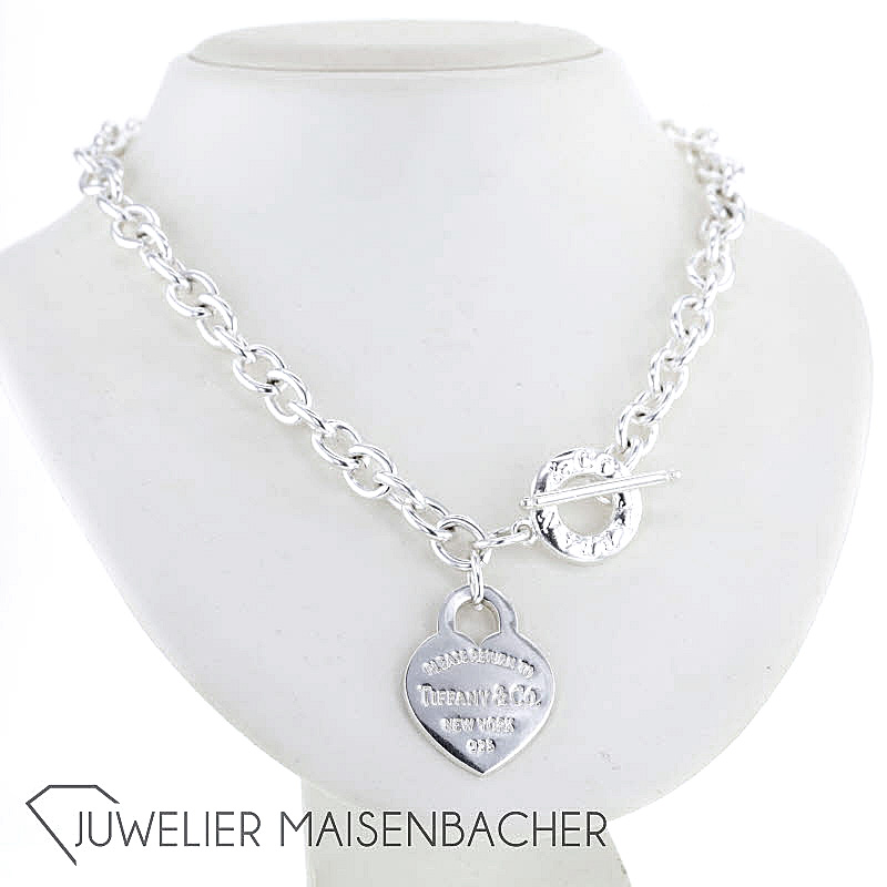 Tiffany & Co. Halskette mit Herzanhänger und Knebelverschluß, Medium