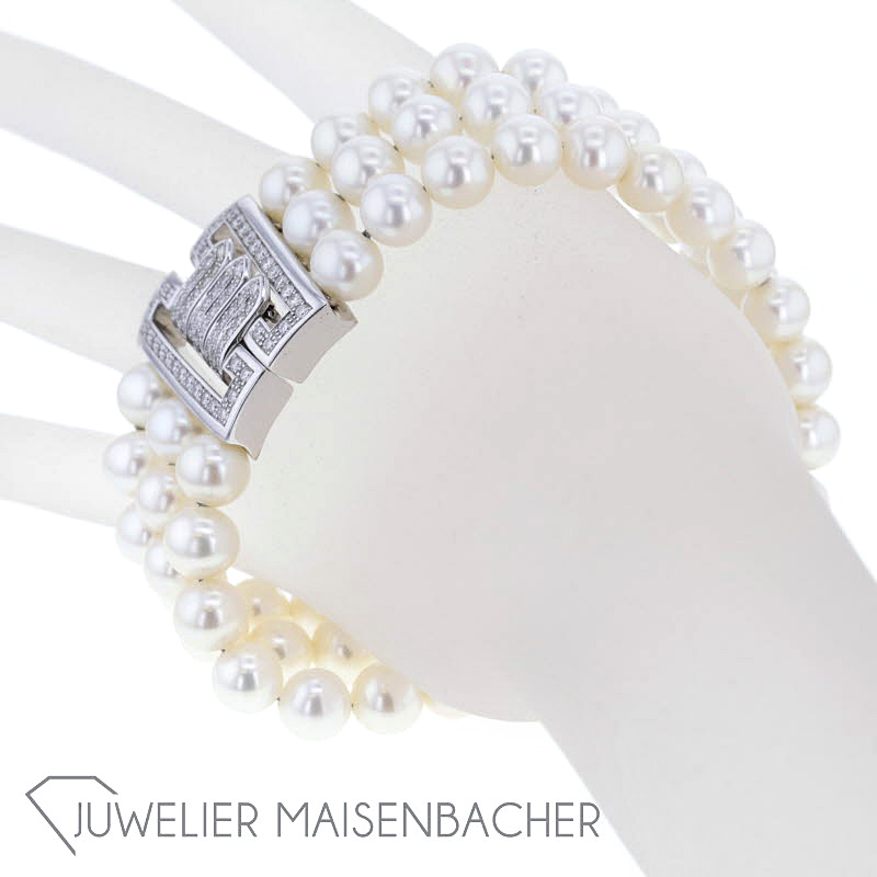 Akoyazuchtperle Armband mit *Wolfgang Heinekamp* Unikat Brillant Verschluss