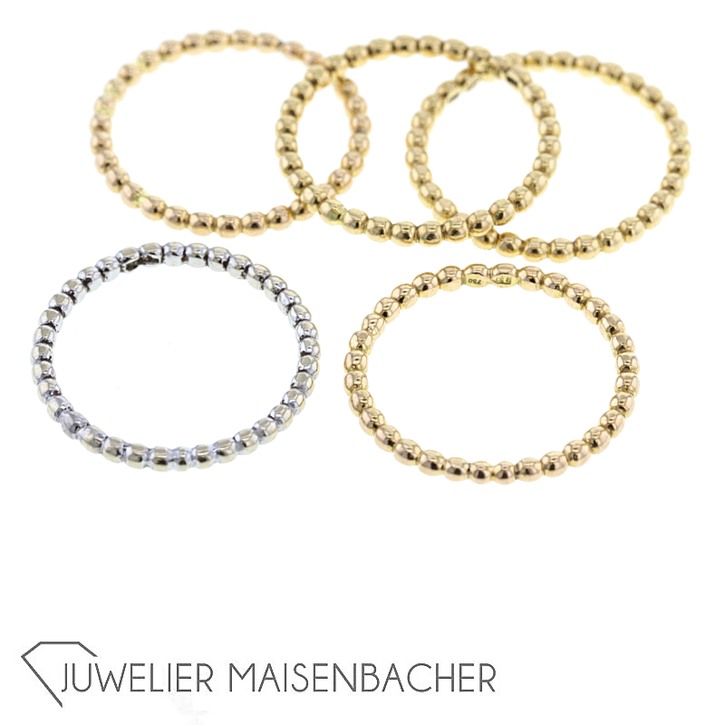 Kugel / Vorsteckringe Ringe Set 5 Stück Weiß-/Rosé-/Gelbgold