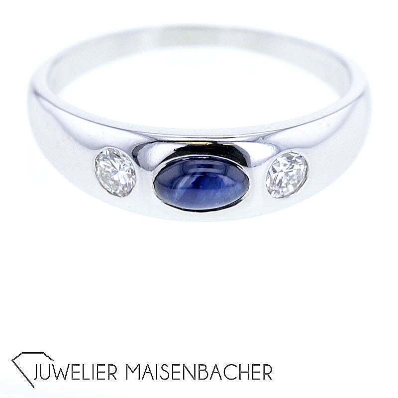 Klassischer Bandring mit Diamant-Saphirbesatz