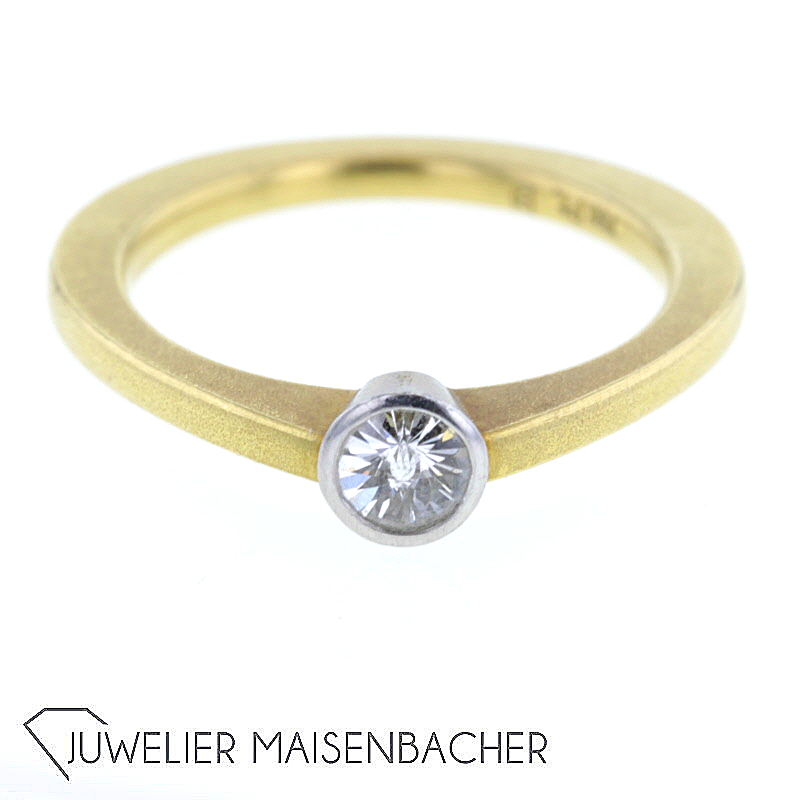 Bicolor Solitaire Ring Gr. 53