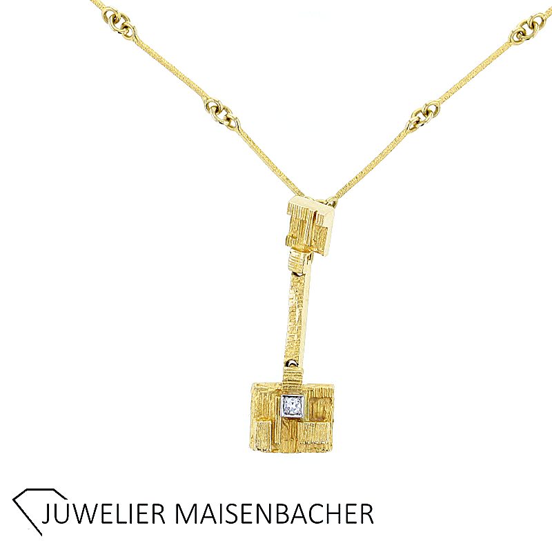 Lapponia Gold Collier mit Diamant Anhänger integriert