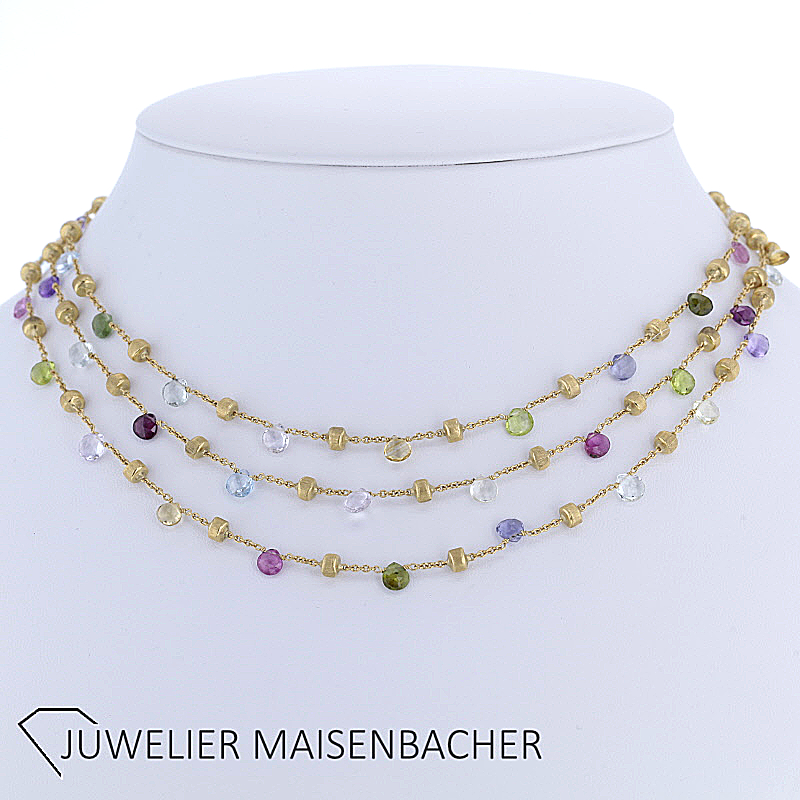 MARCO BICEGO Dreireihiges-Collier *Paradise* mit Edelsteinen Gold