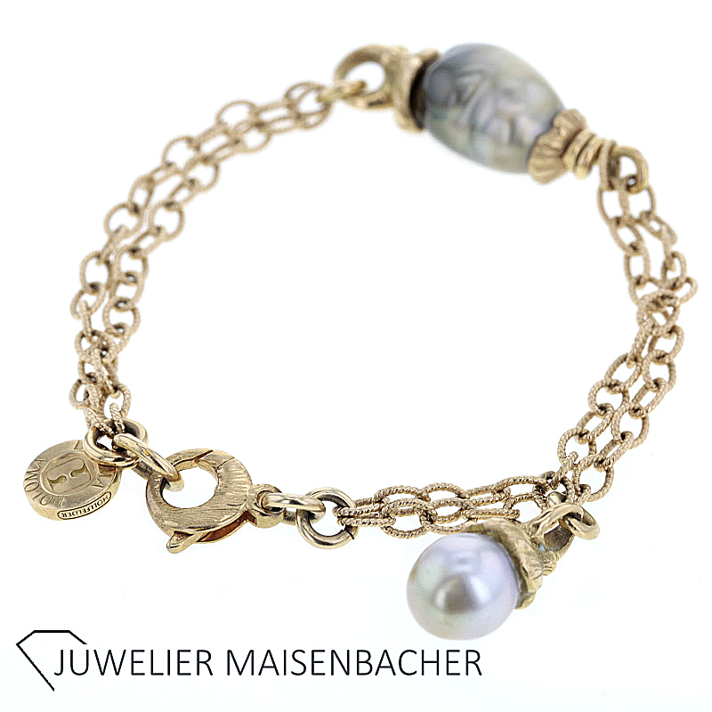 Hollfelder Armband mit Fidschi-und Ming Perlen Gold