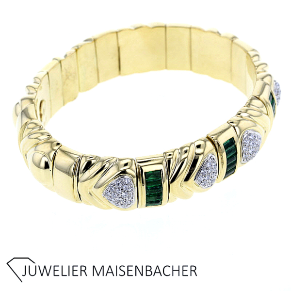 Wempe schwerer Armreif/Armspange mit Brillanten und Smaragd Gold – Bild 2