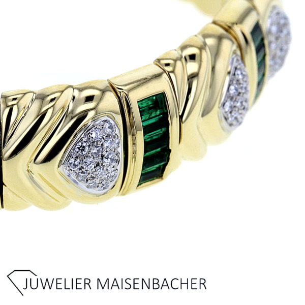 Wempe schwerer Armreif/Armspange mit Brillanten und Smaragd Gold – Bild 5