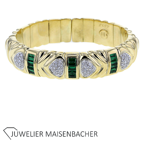 Wempe schwerer Armreif/Armspange mit Brillanten und Smaragd Gold – Bild 6