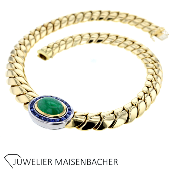 Massives Collier mit Smaragd und Saphir von WEMPE Gold – Bild 5