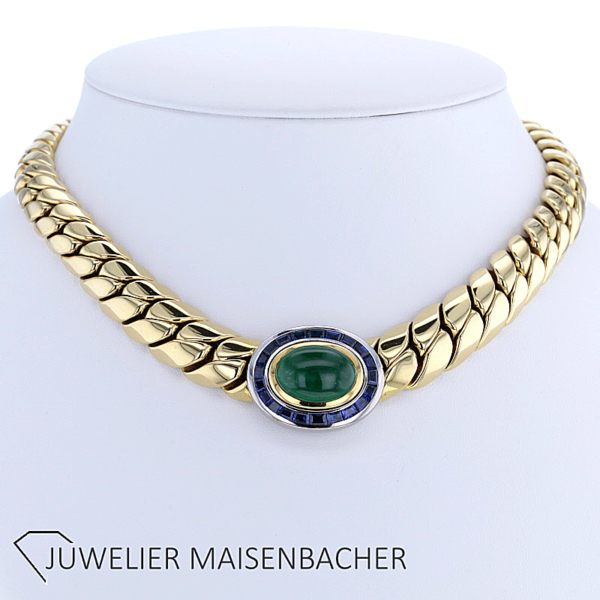 Massives Collier mit Smaragd und Saphir von WEMPE Gold