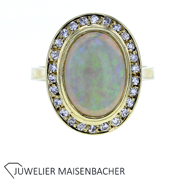 Oval Opalring mit Diamanten Gold – Bild 4