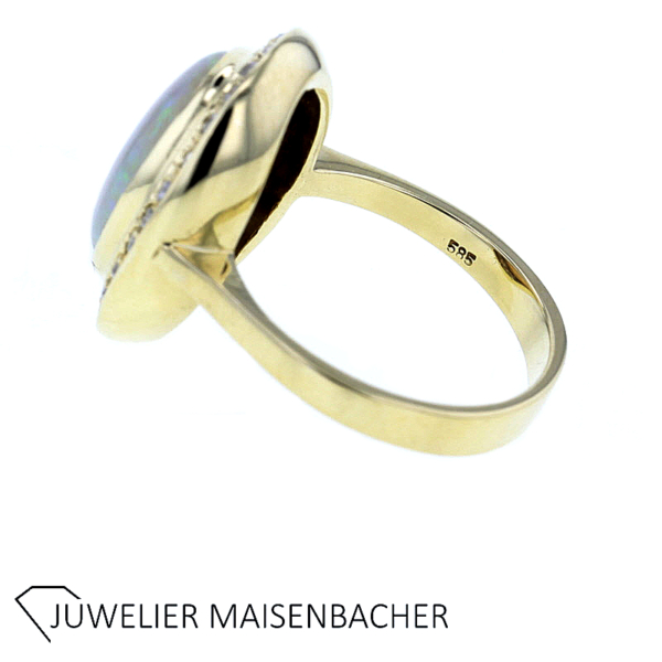 Oval Opalring mit Diamanten Gold – Bild 3