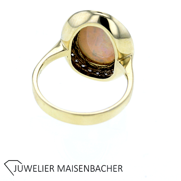 Oval Opalring mit Diamanten Gold – Bild 2