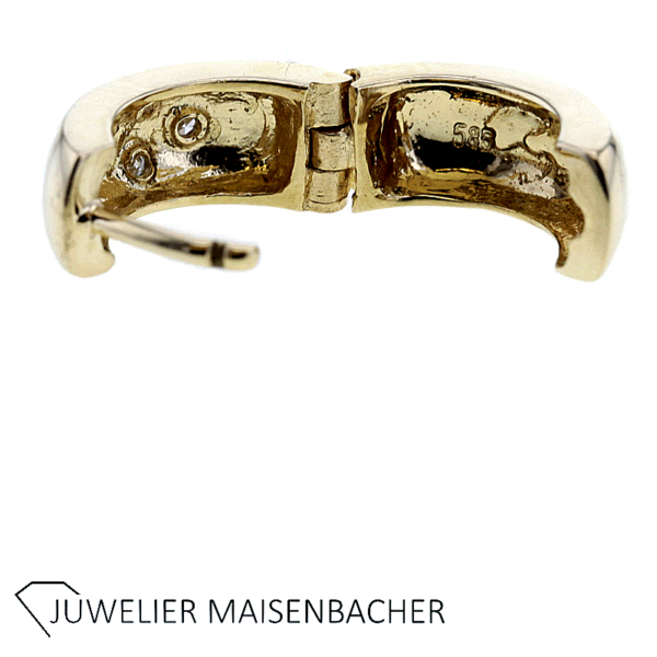 Zeitlose Scharnier Creolen mit Diamanten in Gold – Bild 3