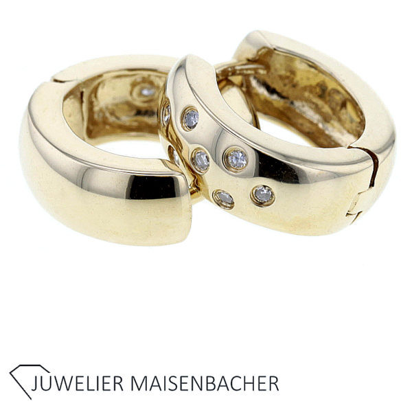 Zeitlose Scharnier Creolen mit Diamanten in Gold – Bild 4