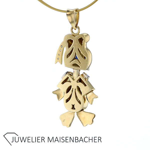 Handgefertigter beweglicher Anhänger *Donald Duck* mit Brillant Gold – Bild 4