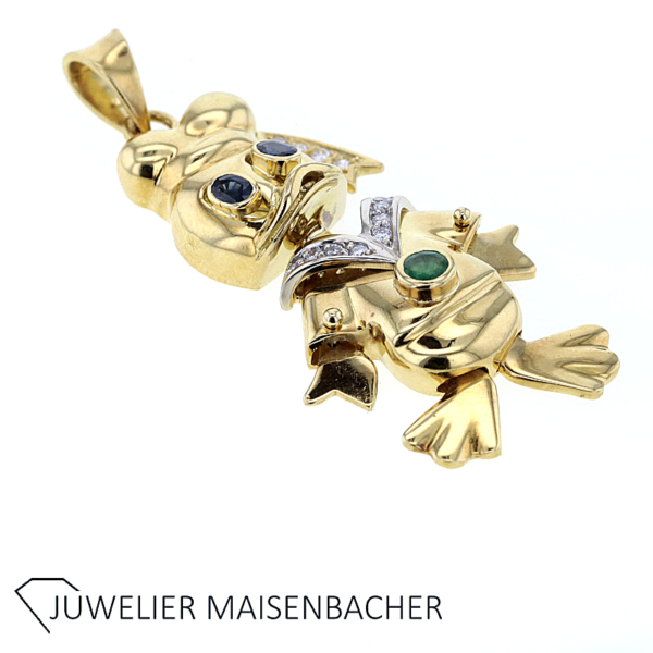 Handgefertigter beweglicher Anhänger *Donald Duck* mit Brillant Gold – Bild 5