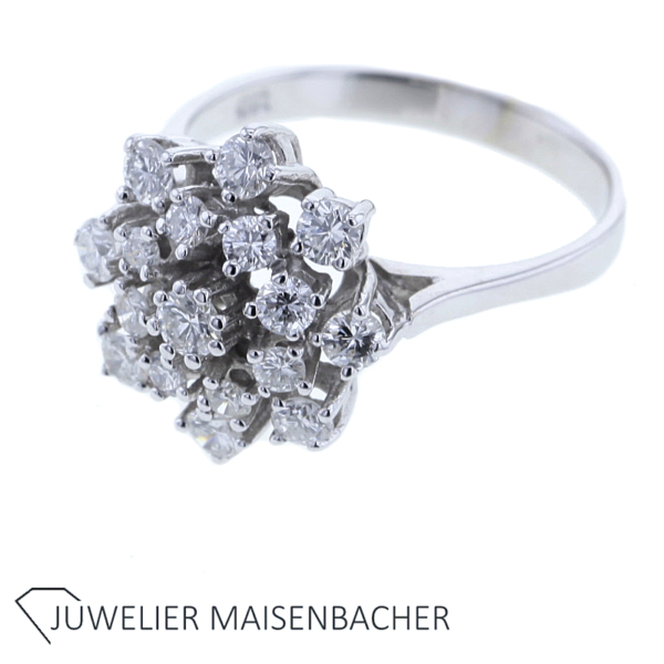 Blumenring Flower Ring mit außergewöhlichen Brillanten Gold