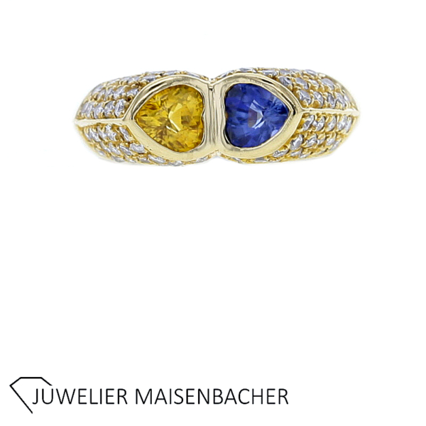 Außergewöhnlicher Ring mit Brillant Pavé gefasst Gold – Bild 8