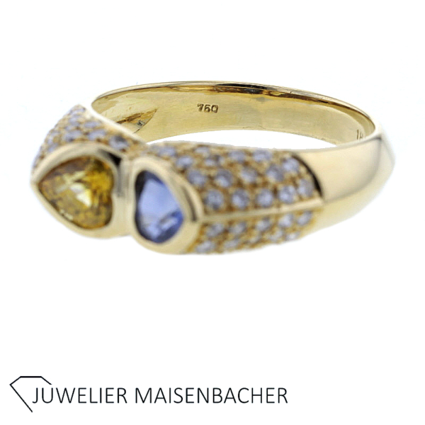 Außergewöhnlicher Ring mit Brillant Pavé gefasst Gold – Bild 5