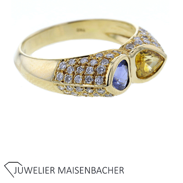 Außergewöhnlicher Ring mit Brillant Pavé gefasst Gold – Bild 7