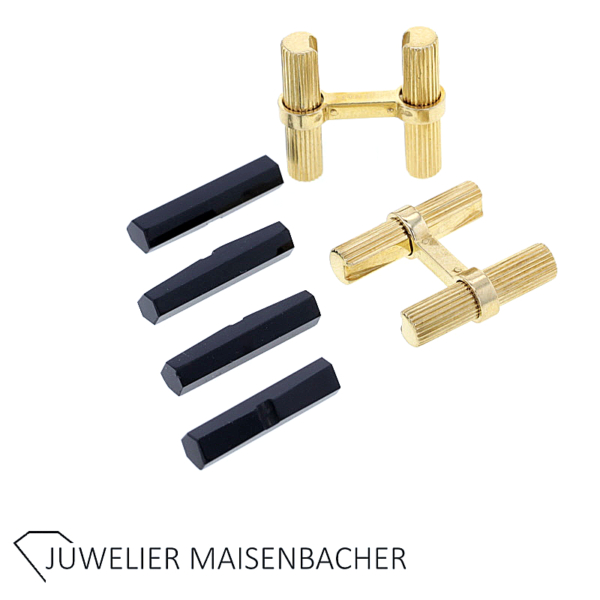 Cartier Manschettenknöpfe Vestiare mit Onyx austauschbar – Bild 4