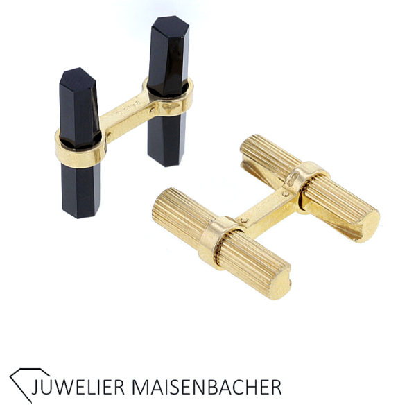 Cartier Manschettenknöpfe Vestiare mit Onyx austauschbar – Bild 2