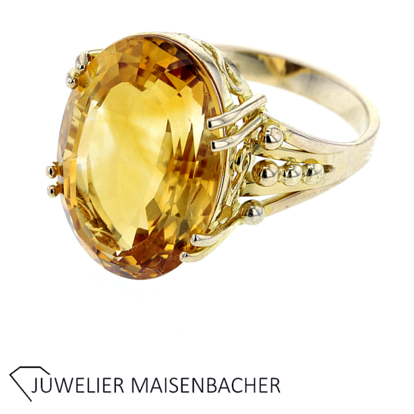 Schmuckset Ring und Ohrstecker Citrin Gold – Bild 13