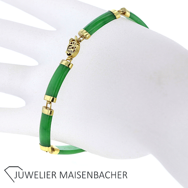 Schmuckset *Jade* Kette, Anhänger, Armband Gold – Bild 10