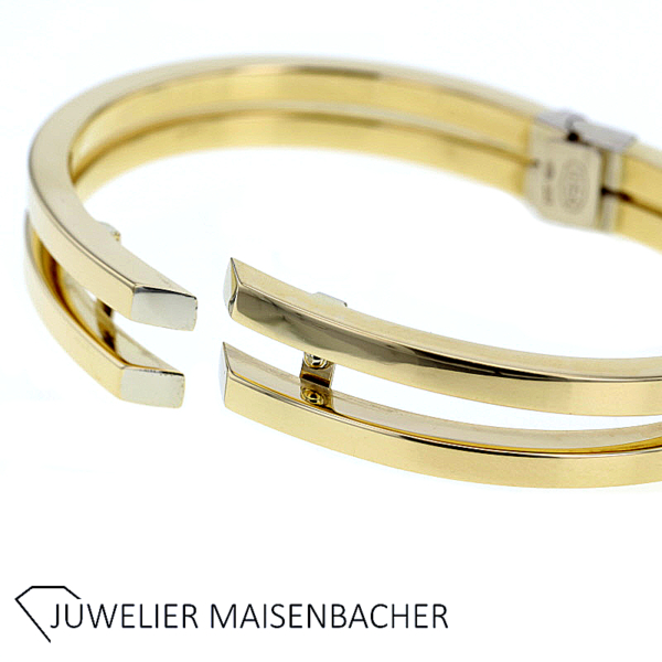 Armreif IDEA Oval mit Schanier in 4 Treppen Design Gold – Bild 4