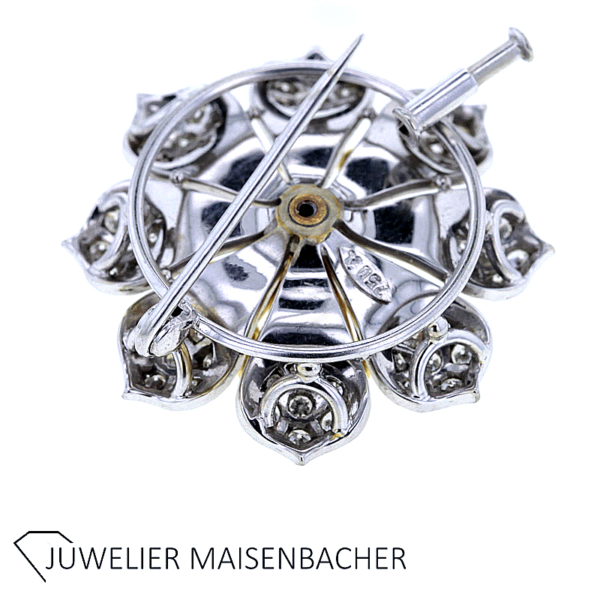 Wunderschöne Blumen Brosche mit Diamanten und 1 Fancy Diamant Gold – Bild 4