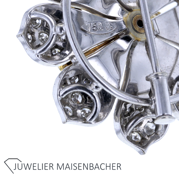 Wunderschöne Blumen Brosche mit Diamanten und 1 Fancy Diamant Gold – Bild 5
