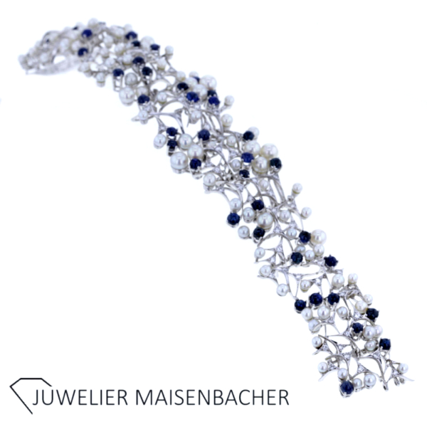 Traumhaftes Armband "Caprise" mit Saphir, Zuchtperlen und Brillanten Gold – Bild 2