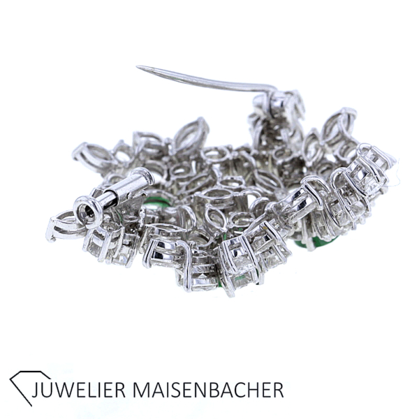 Handgefertigte Brosche mit Smaragd, Diamanten und Brillanten Gold – Bild 4