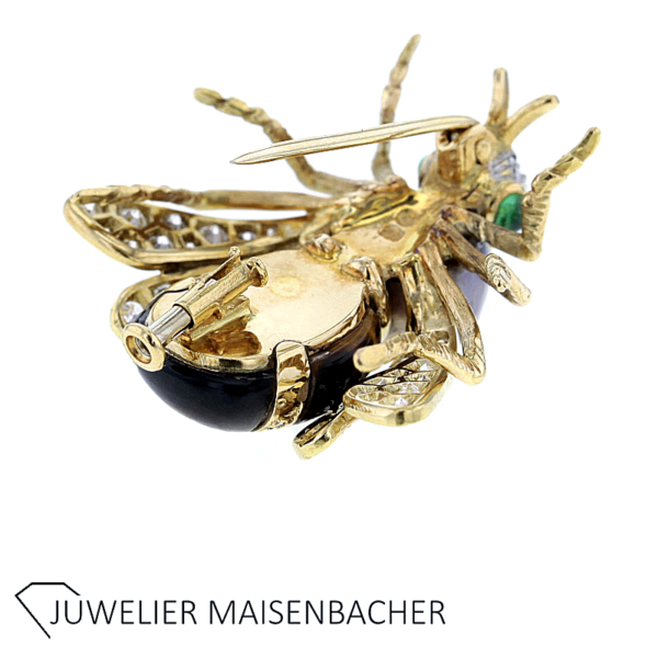 Handgearbeitete Brosche Biene mit Brillanten und Edelsteinen – Bild 3