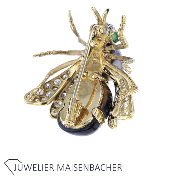 Handgearbeitete Brosche Biene mit Brillanten und Edelsteinen – Bild 4