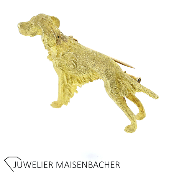 Hermes massive Brosche Hund Irish Setter 18kt Gold – Bild 5