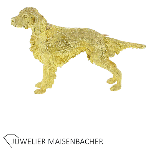 Hermes massive Brosche Hund Irish Setter 18kt Gold – Bild 2